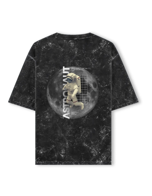 Moon Astronaut Graphic Acid Wash Oversized T-Shirt for Men & Women