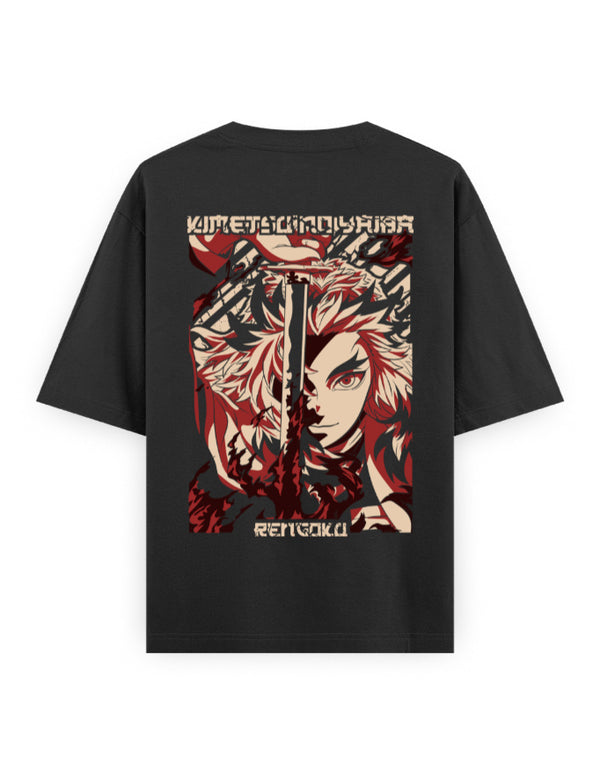 Rengoku Flame Hashira Oversized Anime T-Shirt – Intense Fire Graphic