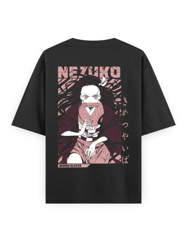 Oversized Anime Graphic T-Shirt – Nezuko Back Print