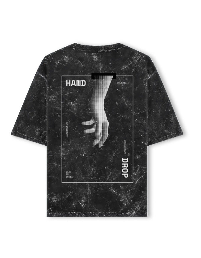 Hand Drop Graphic Green Acid Wash Oversized T-Shirt