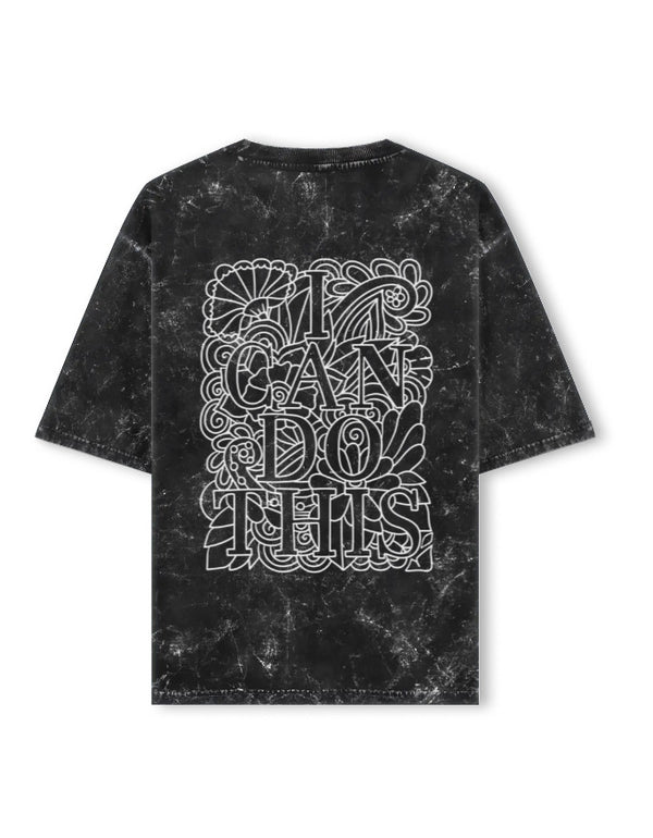 Men’s Oversized Acid Wash Typography Graphic T-Shirt – “I Can Do This” Streetwear Tee