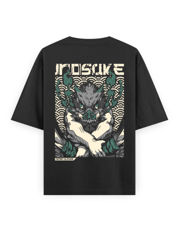 Inosuke Beast Mode Oversized Anime T-Shirt Bold Back Graphic
