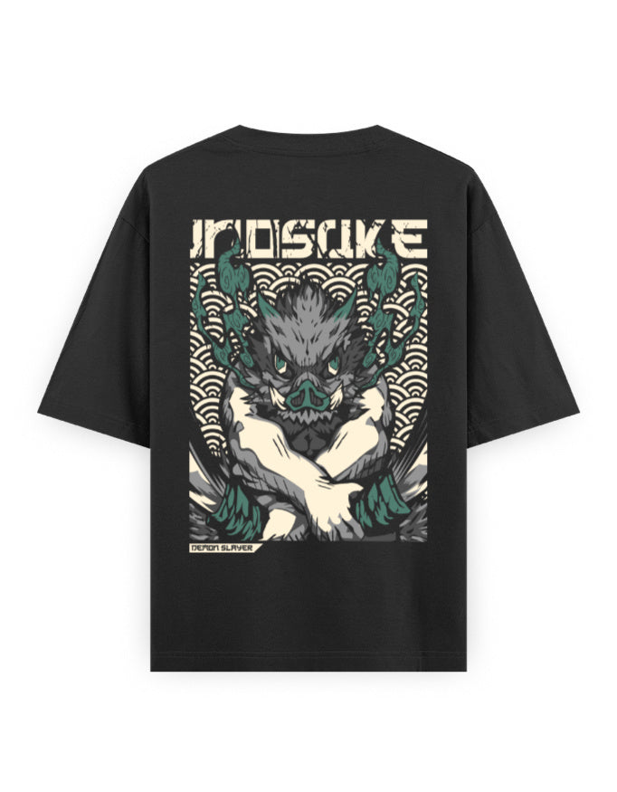 Inosuke Beast Mode Oversized Anime T-Shirt Bold Back Graphic