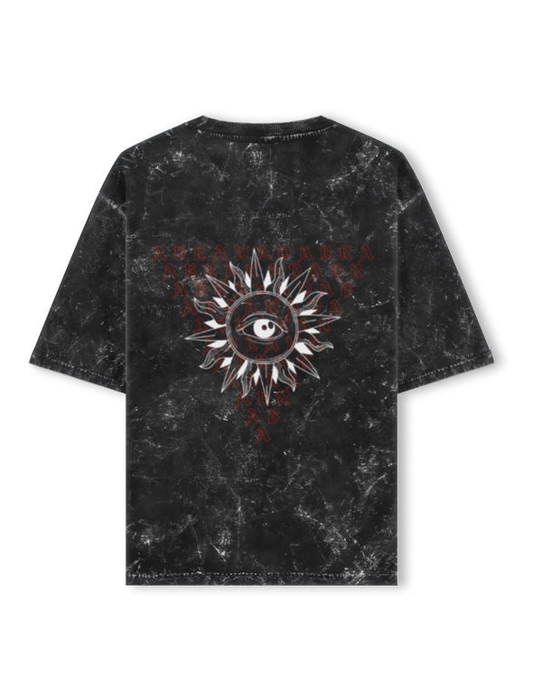 Black Samurai Graphic Oversized T-Shirt for Men | Acid Wash Streetwear Tee