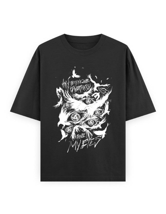 Cursed Vision Tee – Dark Anime Aesthetic Oversized T-Shirt