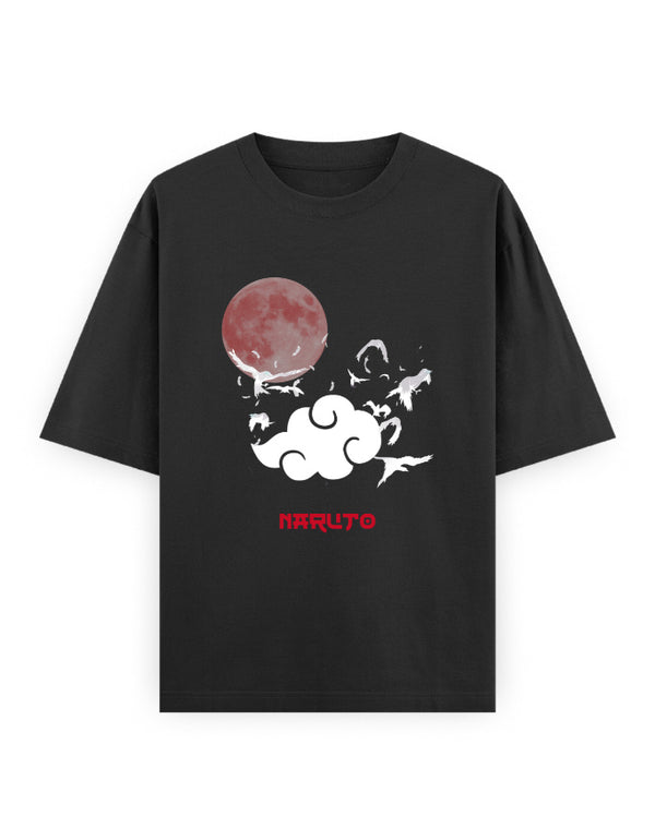 Shadow Moon Oversized Tee – Naruto Aesthetic Front Print