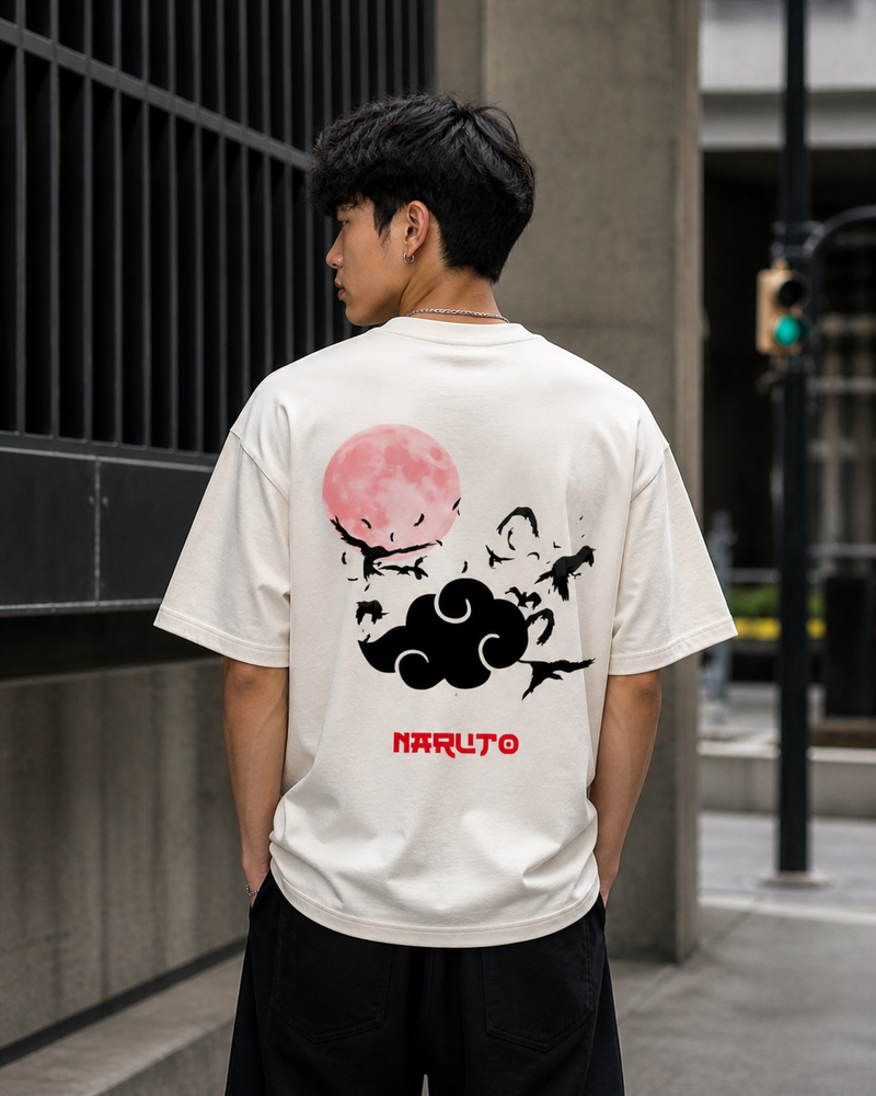 Shadow Moon Aesthetic Tee - Naruto Inspired Back Print