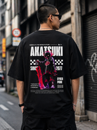 Akatsuki Cyberpunk 2077 Back Print T-Shirt – Dark Anime Streetwear Oversized Tee