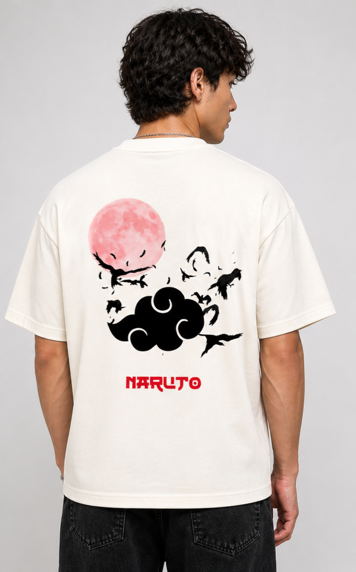Shadow Moon Aesthetic Tee - Naruto Inspired Back Print
