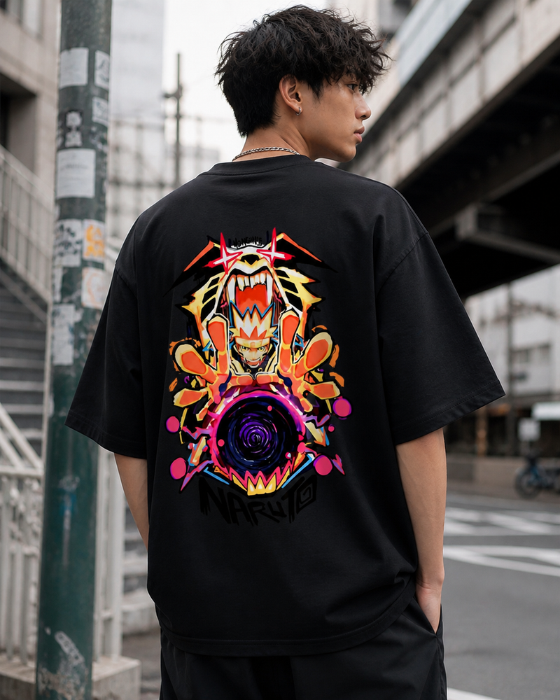 Naruto Uzumaki Rage Mode Back Print T-Shirt - Anime Streetwear Oversized Tee