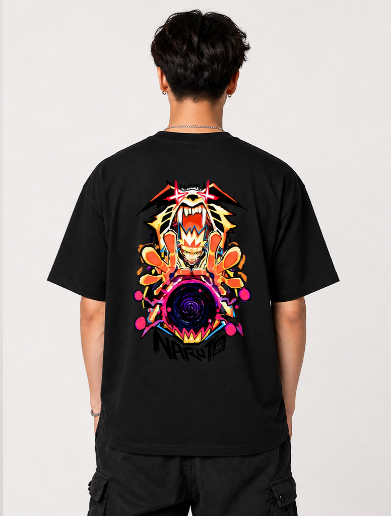 Naruto Uzumaki Rage Mode Back Print T-Shirt - Anime Streetwear Oversized Tee