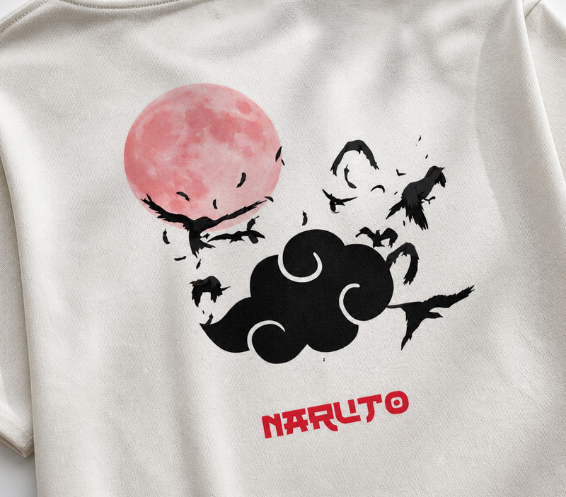 Shadow Moon Aesthetic Tee - Naruto Inspired Back Print